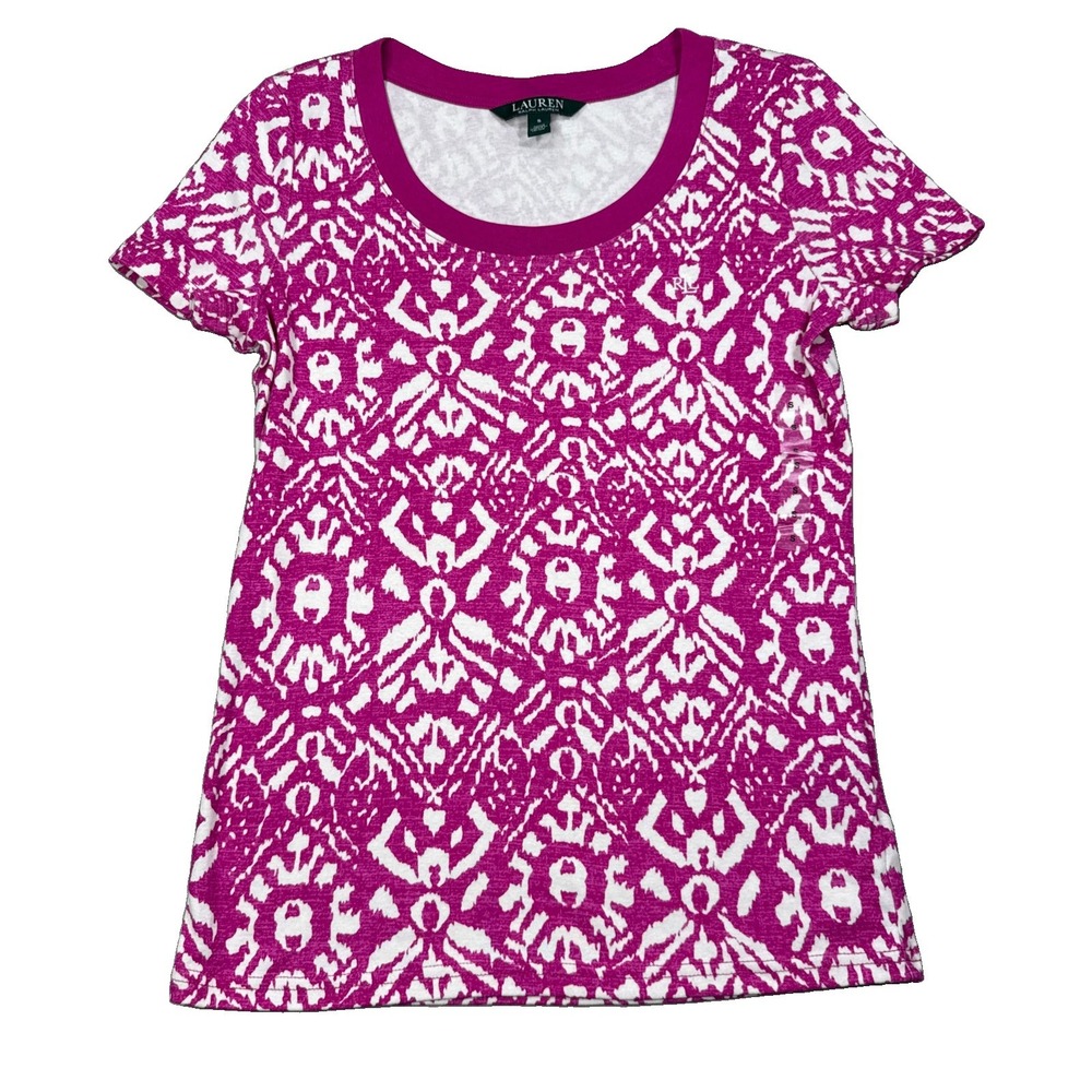 Lauren Ralph Lauren Top Women's Small T Shirt Pink Short Sleeve Casual NWOT